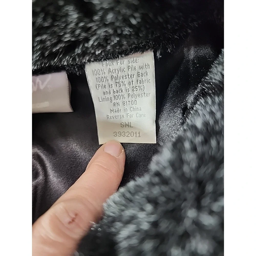 Y2K Blair Black Faux Fur Coat Womens  Sm with Pockets‎